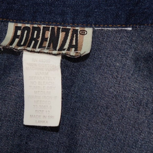 Forenza Cropped Jean Jacket Military Style Epaulet - Picture 6 of 8